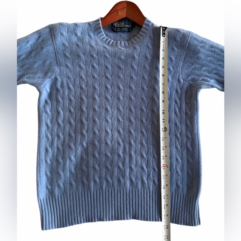 Polo Ralph Lauren 100% Cashmere EUC Cable Knit Sweater Litchfield Blue Size L - Picture 14 of 15